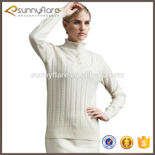 100% pure cashmere women fashionable sweater with cable